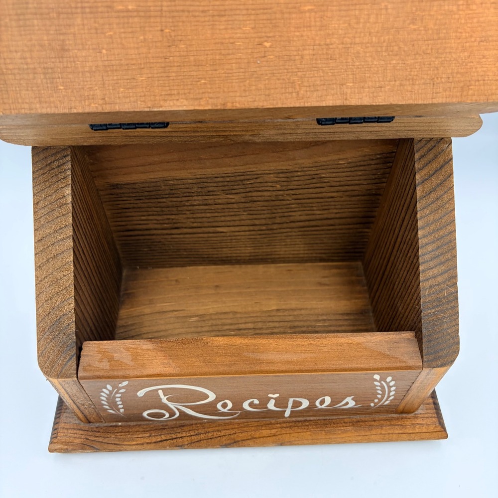 Vintage Wooden Recipe Box Hand Painted Amish Girls Pie Daisies Folk Art Kitchen - Picture 4 of 11